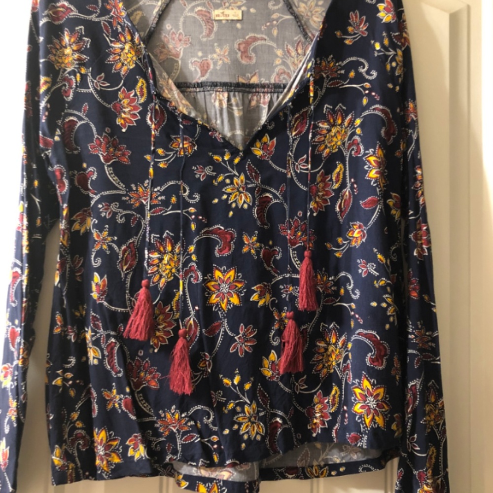 Paisley multi color top with fringe tassels